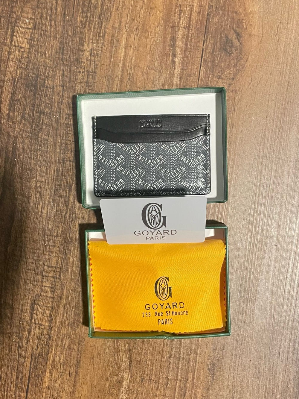 Goyard Black and Gray Card Holder with Goyardine Pattern